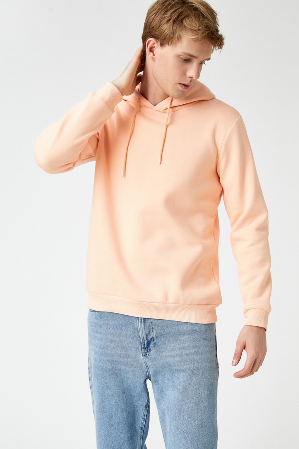 KOTON, Hanorac cu snur si terminatie striata, Roz somon