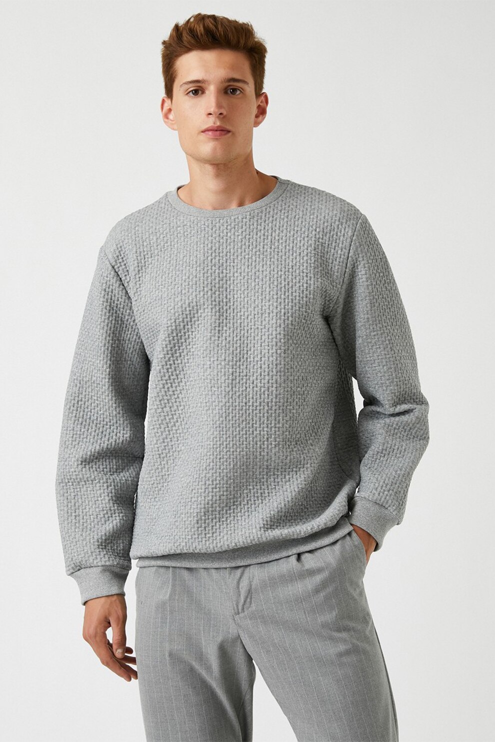 KOTON, Pulover cu decolteu la baza gatului, Gri