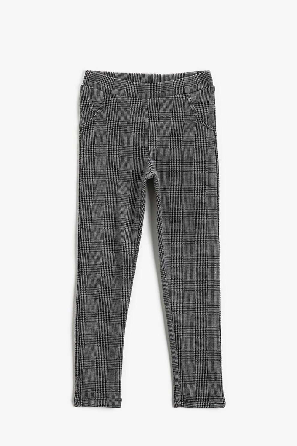 KOTON, Colanti din amestec de bumbac cu model in carouri, Gri inchis/negru