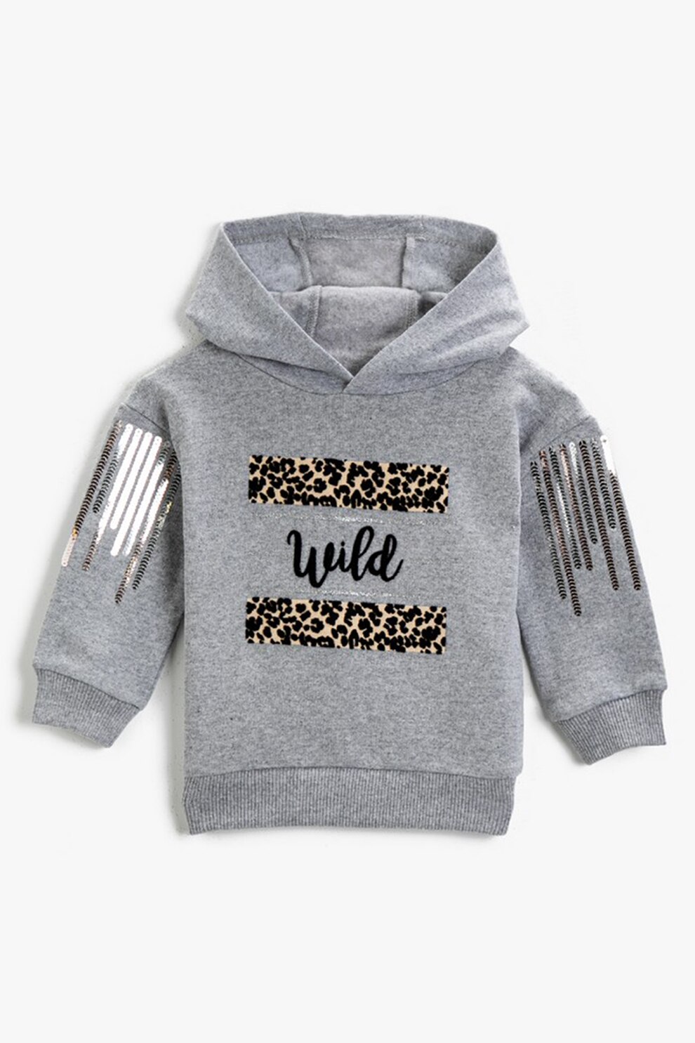 KOTON, Hanorac cu animal print, Gri melange