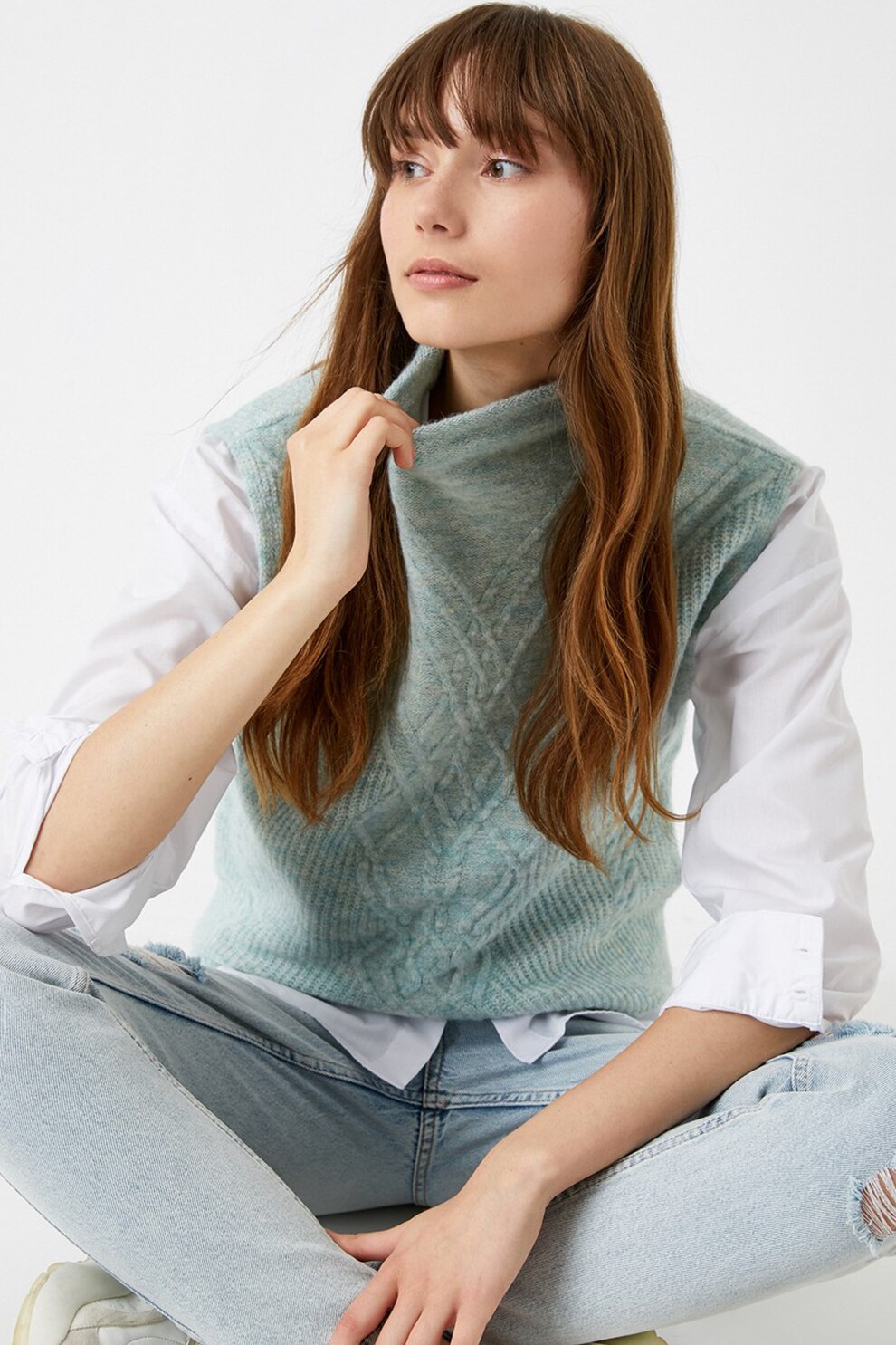 KOTON, Vesta cu aspect striat, Albastru pastel