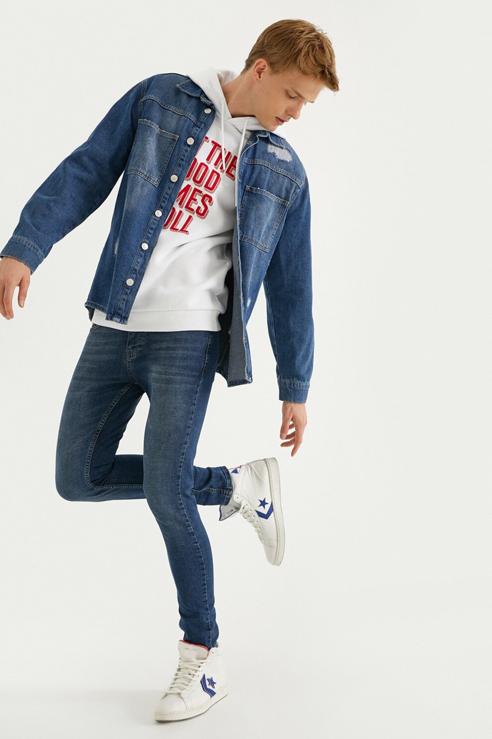 KOTON, Blugi super skinny Justin, Albastru inchis