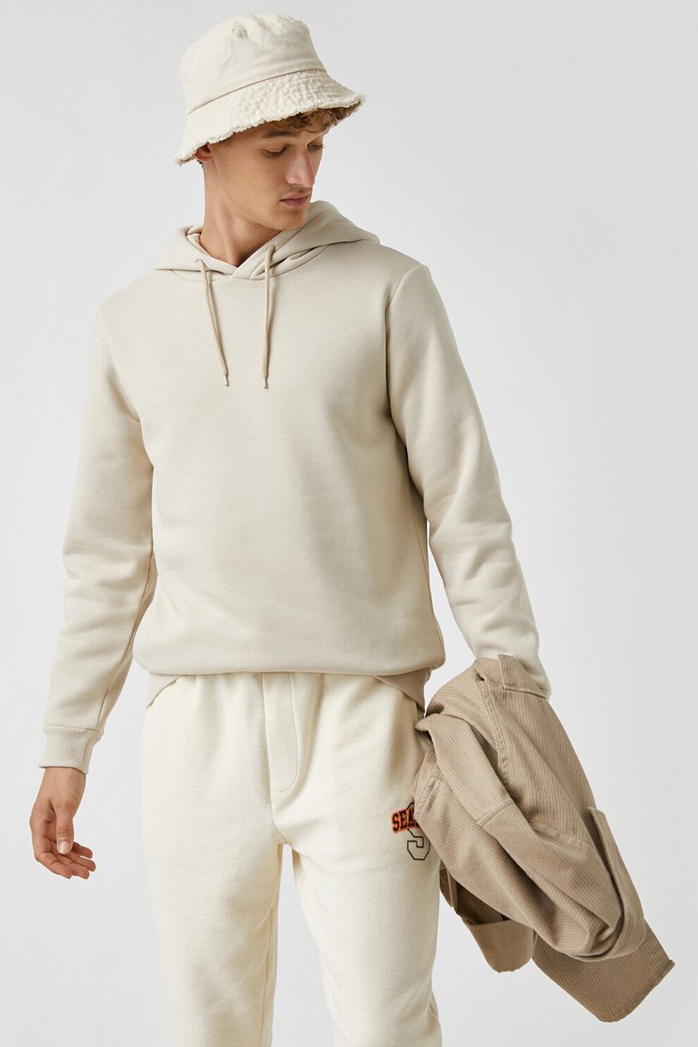 KOTON, Hanorac cu snur si terminatie striata, Bej