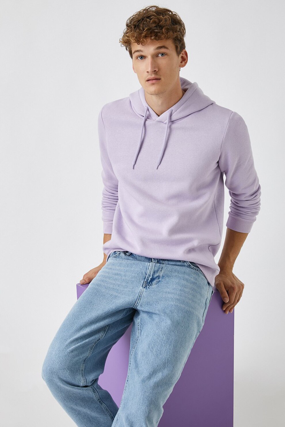 KOTON, Hanorac cu snur si terminatie striata, Lila