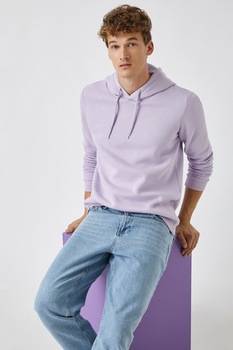 KOTON, Hanorac cu snur si terminatie striata, Lila KOTON, Hanorac cu snur si terminatie striata, Lila