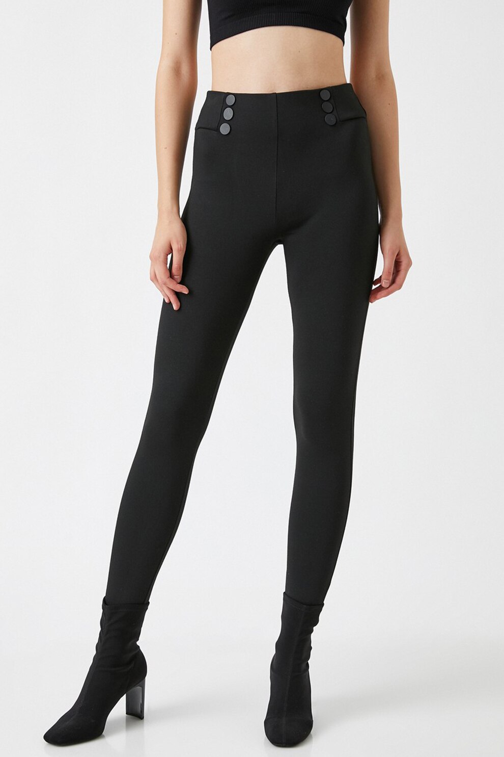 KOTON, Colanti cu talie inalta, Negru