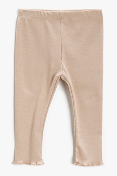 KOTON, Colanti din amestec de bumbac cu aspect striat, Maro nisip KOTON, Colanti din amestec de bumbac cu aspect striat, Maro nisip