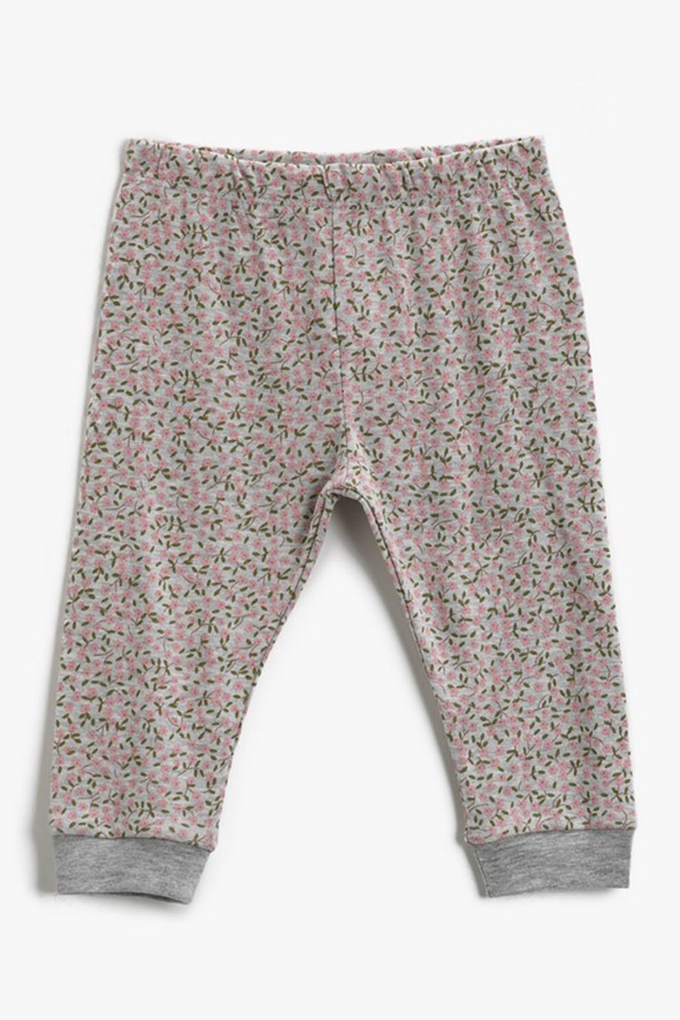 KOTON, Pantaloni sport cu imprimeu floral, Gri/Roz