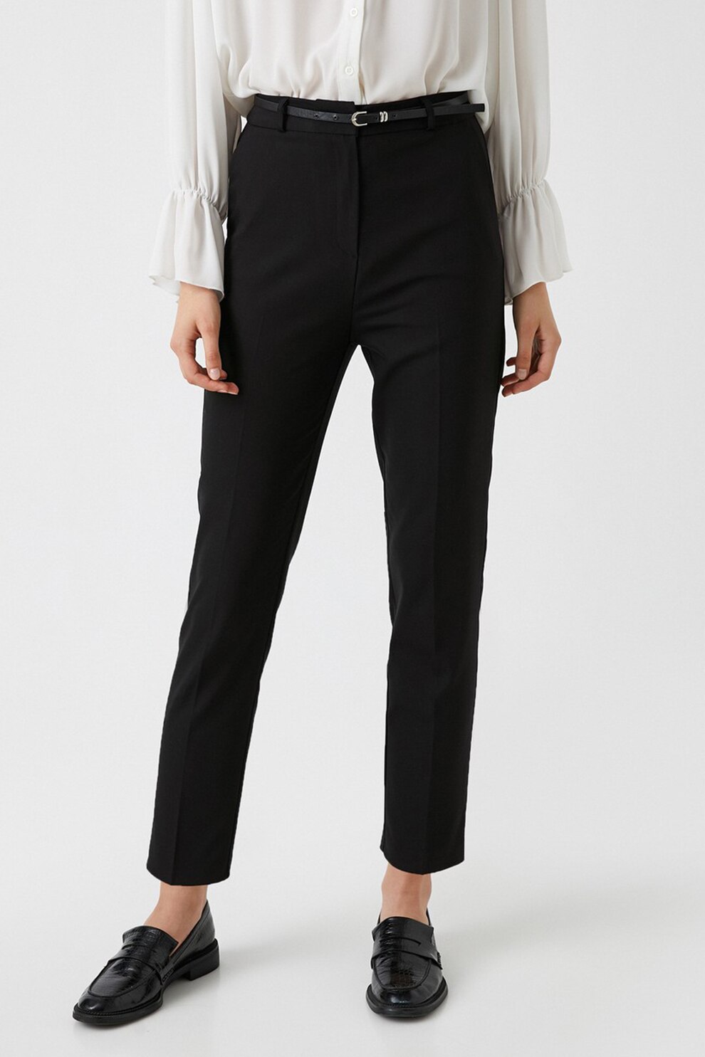 KOTON, Pantaloni conici cu talie inalta, Negru