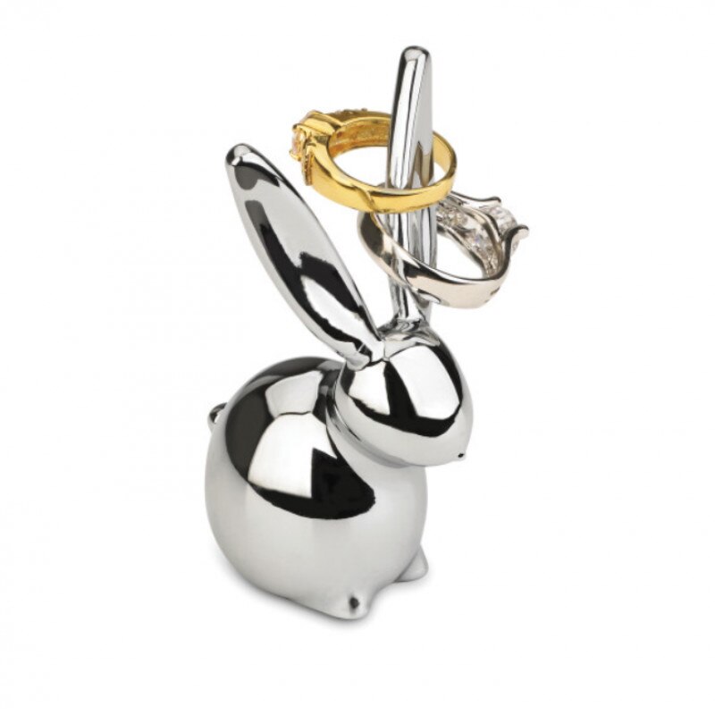 Suport cromat pentru inele, Zoola Iepure, 4 x 4 x 8 cm