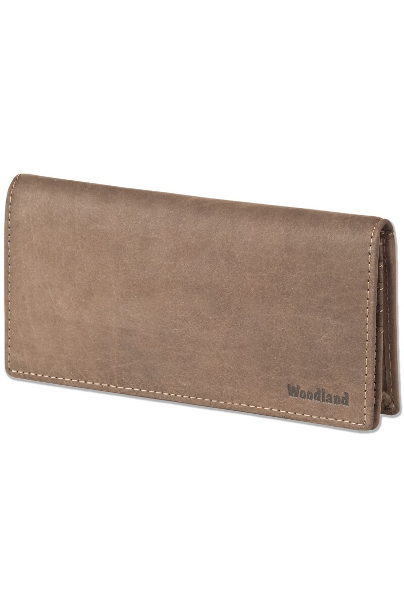 Portofel dama luxury Woodland, Piele naturala bivol, Maro inchis