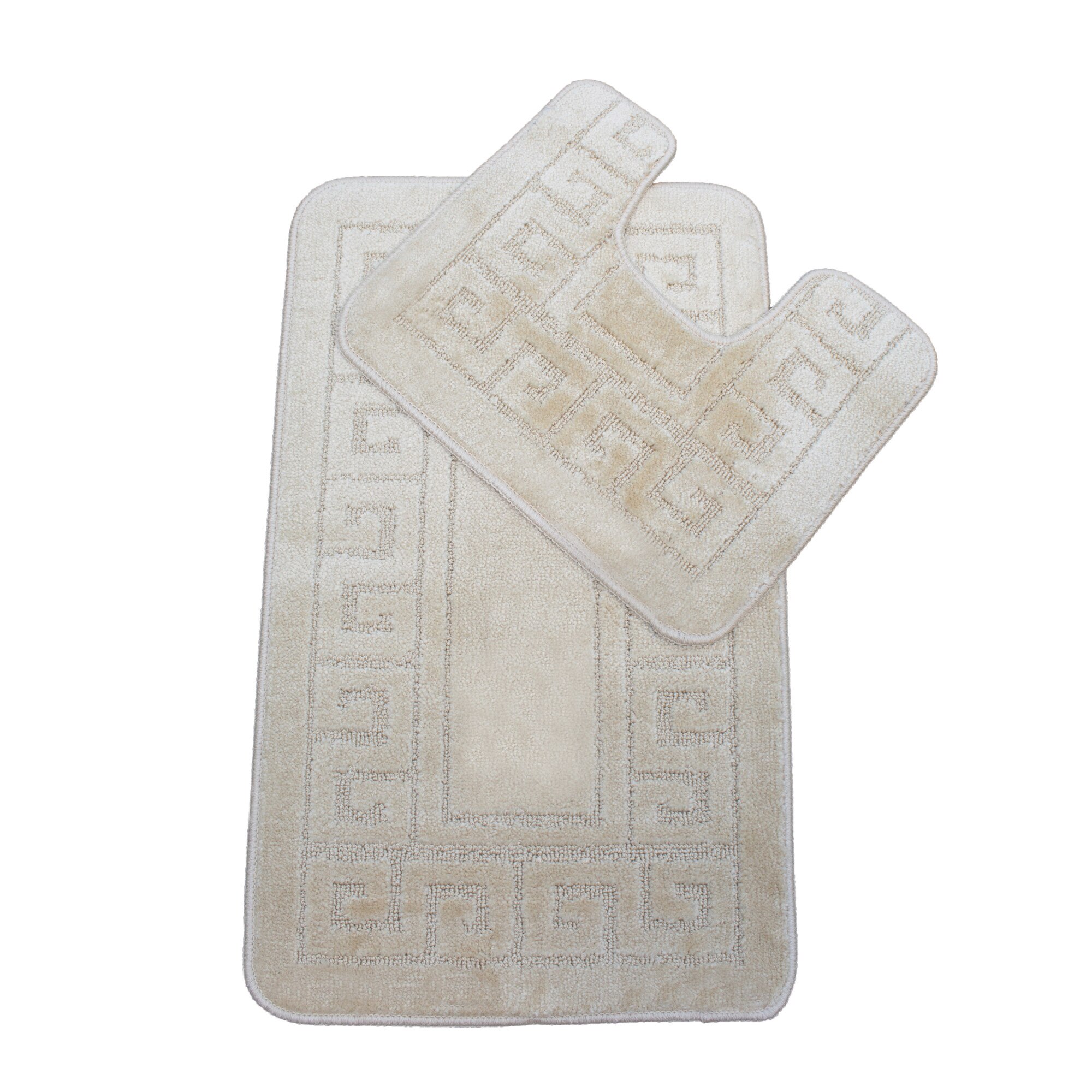 Set 2 covorase baie Basic Standard , 50x80cm/40x50cm, antiderapant, polipropilena, culoare crem , model etnic, gramaj 800 g