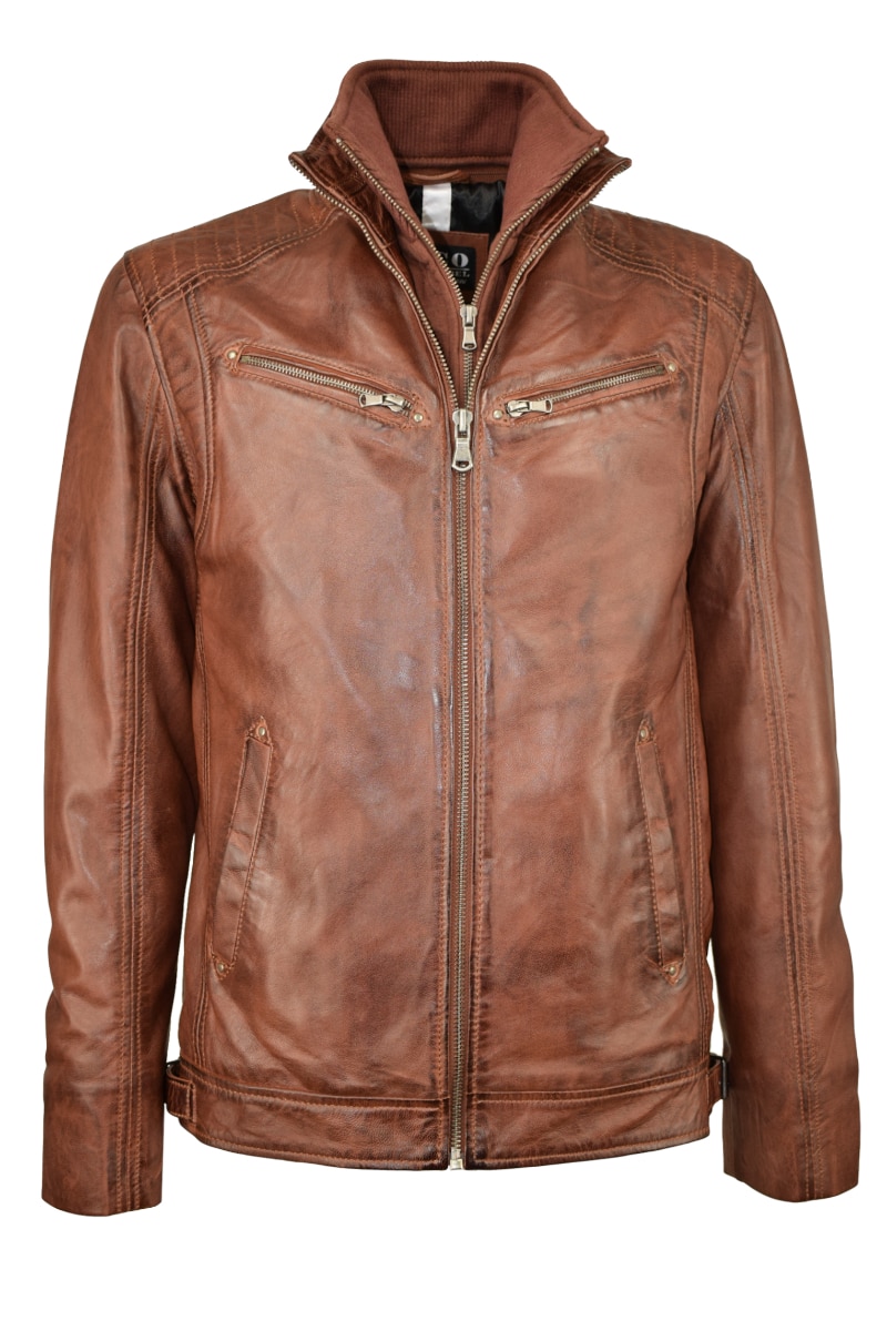 Geaca de piele SPMX1 CBL, Maro