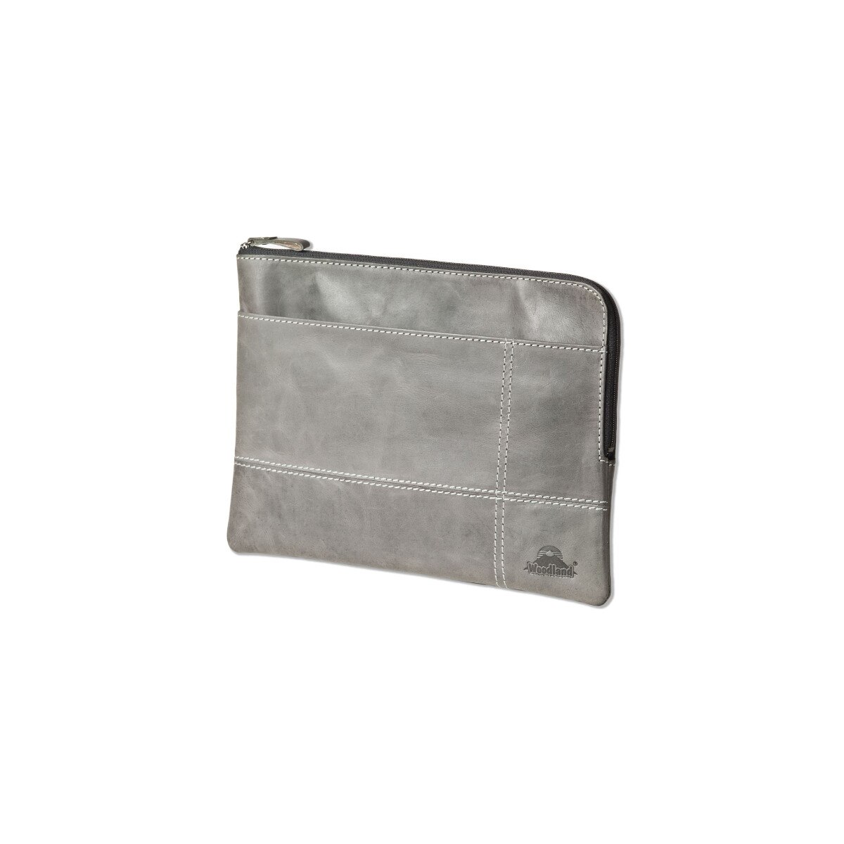 Husa tableta Woodland, 21x24.8 cm, Piele naturala bivol, Gri