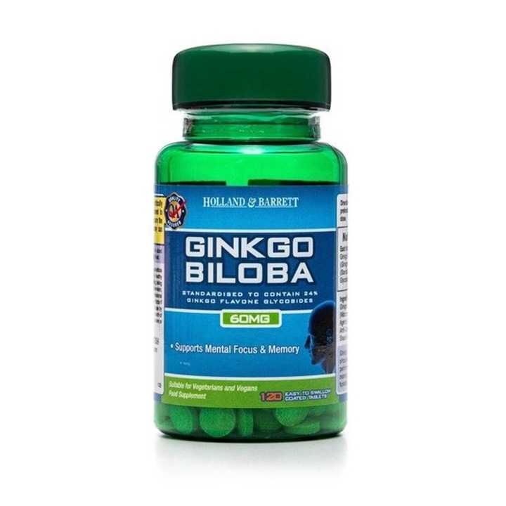 Holland & Barrett Ginko Biloba Étrendkiegészítő, 60 mg, 120 kapszula