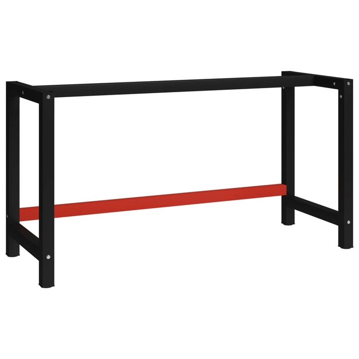 Cadru metalic banc de lucru vidaXL, 150x57x79 cm, negru si rosu 8.85 kg