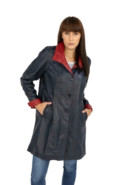 Palton din piele Merry CBL, Albastru, Albastru