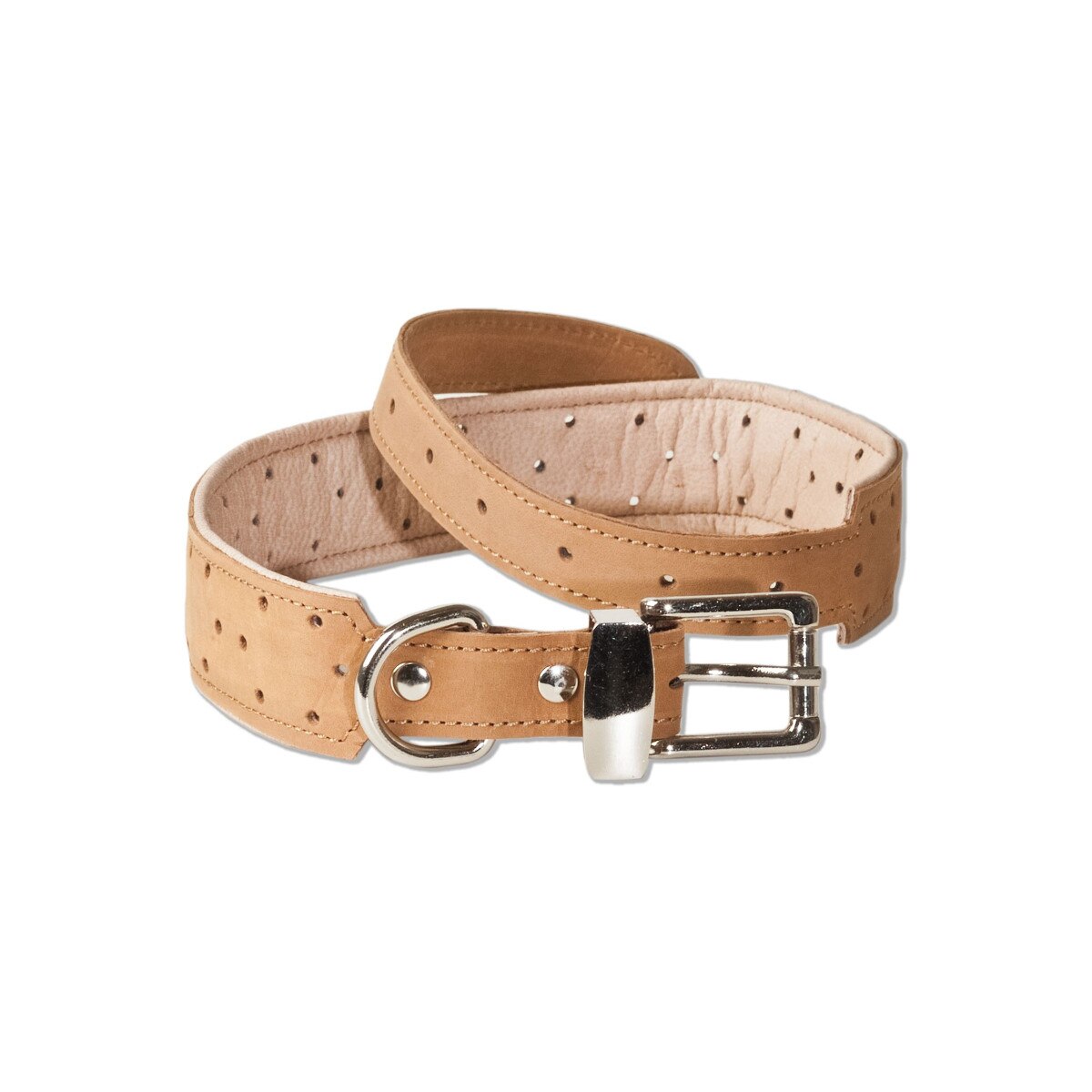 Zgarda caini Woodland, Piele naturala de bivol, 50-65 cm, Maro deschis