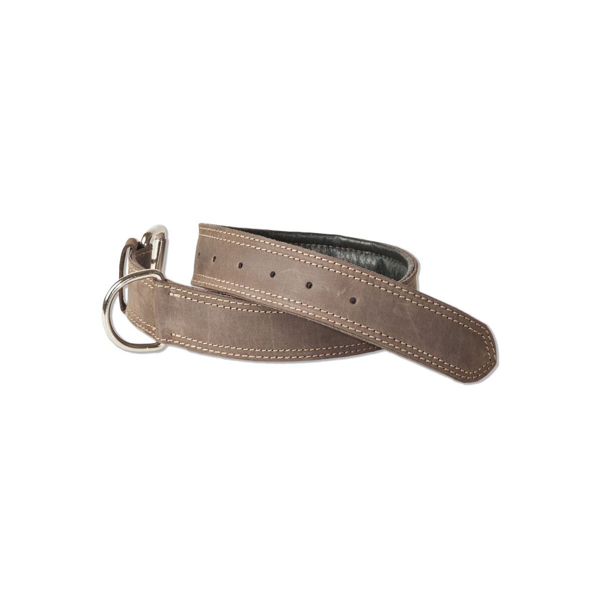 Zgarda caini Woodland, Piele naturala de bivol, 50-65 cm, Maro inchis