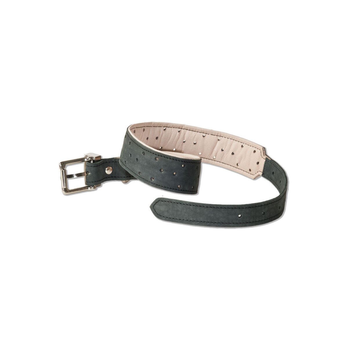 Zgarda caini Woodland, Piele naturala de bivol, 50-65 cm, Negru