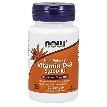Vitamina D3 5000IU Now, 120 capsule moi Vitamina D3 5000IU Now, 120 capsule moi