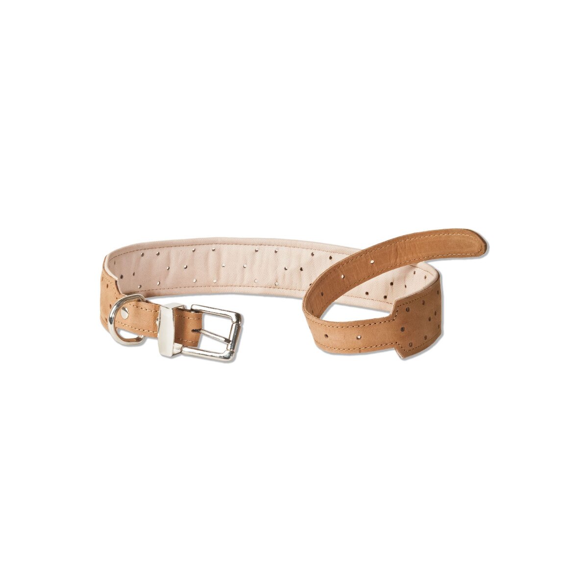 Zgarda caini Woodland, Piele naturala de bivol, Talie mare, 55-70 cm, Maro