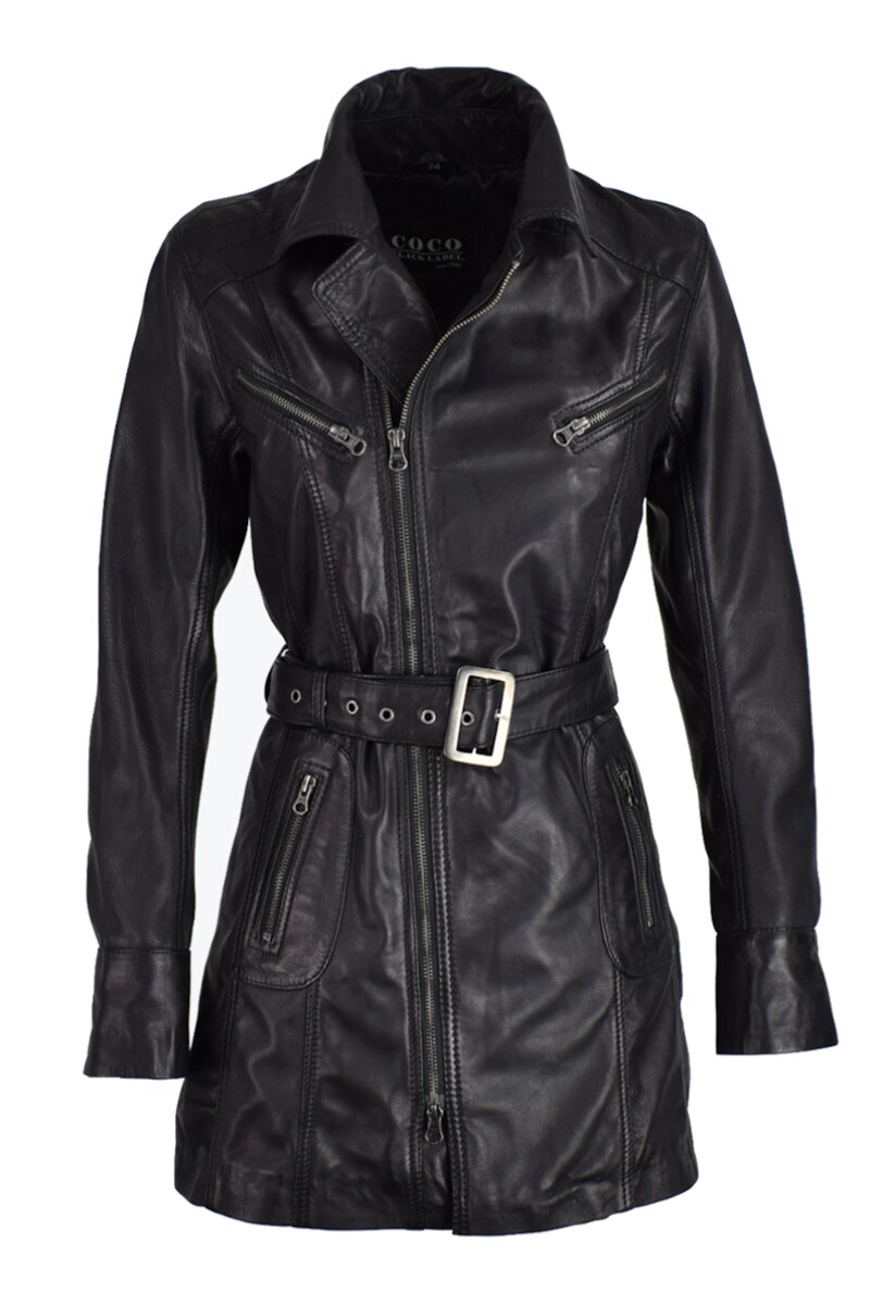 Palton scurt din piele Sara CBL, 40 EU, Negru