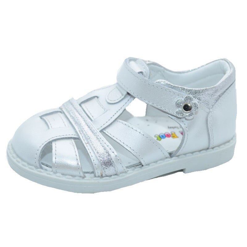 Sandale ortopedice din piele pentru fete Small Foot SMF35-A-24, Alb 9998