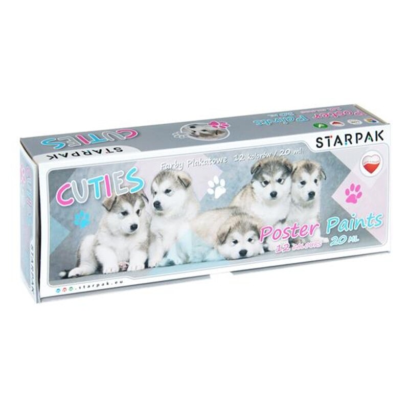 Set 12 acuarele guase pentru copii, rezistente la expunere solara, 20 ml, Catelusi