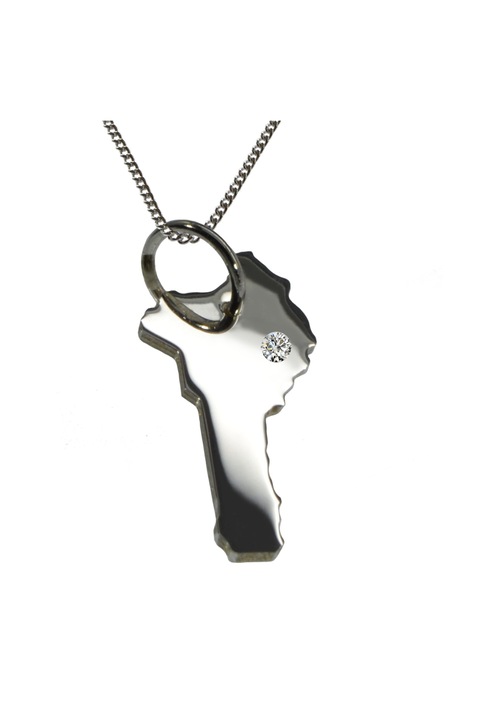 Lantisor cu pandantiv dama Benin, Argint, Diamant 0.015 ct, Argintiu, 50 cm