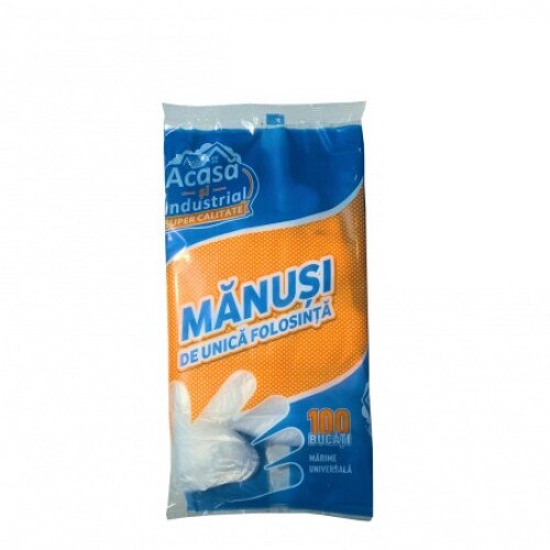 Manusi de unica folosinta din plastic HDPE, transparente A&I - 100 buc / set