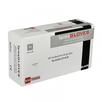 Cutie 100 buc Manusi Nitril Negre Farma Gloves, Marimea M Cutie 100 buc Manusi Nitril Negre Farma Gloves, Marimea M