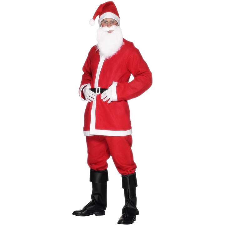 Мъжки карнавален костюм Smiffys Santa Claus 208410 1-94, Дядо Коледа, 5 части, Червен/Бял, M