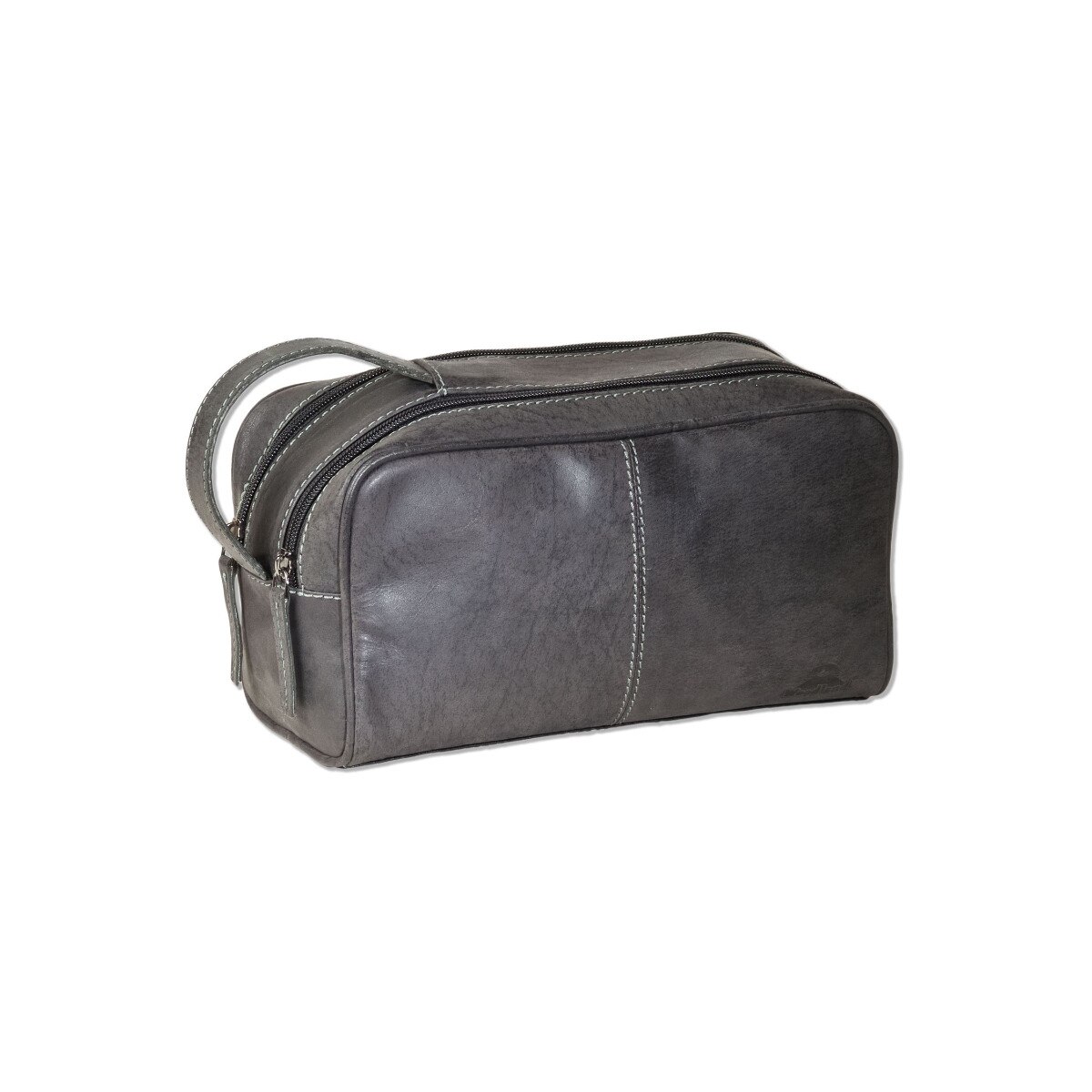 Geanta cosmetice barbati Woodland, 24x13x11 cm, Piele naturala bivol, Negru