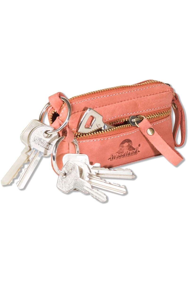 Husa chei Woodland, 10.5x5.5x3 cm, Piele naturala bivol, Rosu