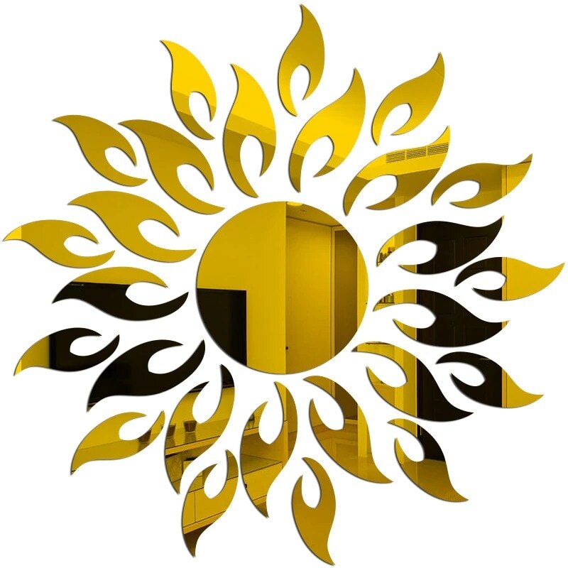 Set Oglinzi Decorative Acrilice 3D GOLD SUNFLOWER Luxury Home 27 bucati MyStyle®