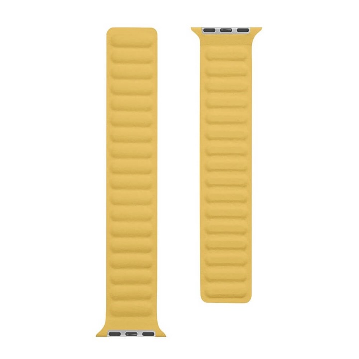 Curea din piele naturala pentru Apple Watch 38mm, 40mm, Tactical 733 (galben)