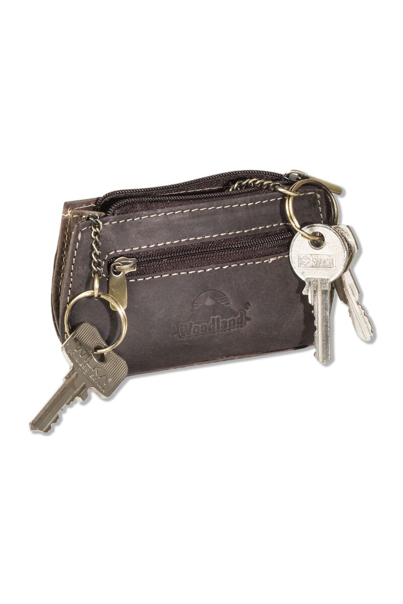 Husa chei Woodland, 7x12x4 cm, Piele naturala bivol, Maro inchis