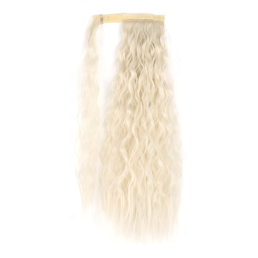 Extensii par CYNOS coada tip ponytail ondulata Blond Rece Perlat 55 cm