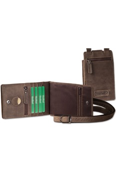 Portofel Woodland, 11.3x18x2.5 cm, Curea umar, Piele naturala bivol, Maro inchis Portofel Woodland, 11.3x18x2.5 cm, Curea umar, Piele naturala bivol, Maro inchis