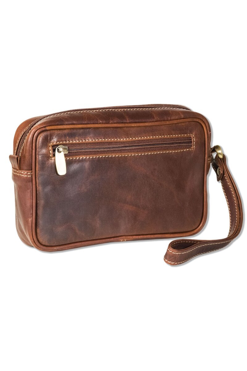 Geanta de mana Woodland, 22x13.5x5 cm, Piele naturala, Cognac