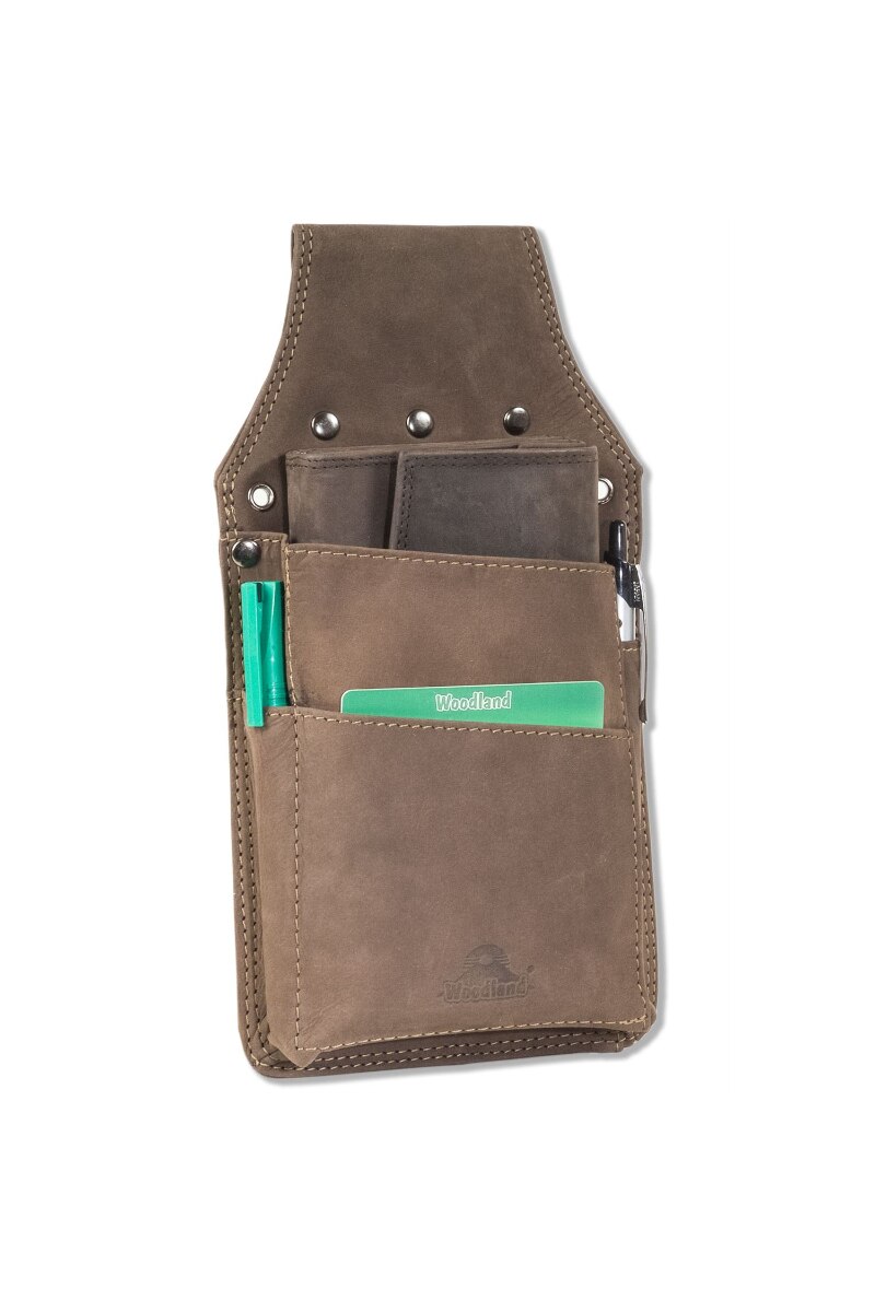 Toc portofel Woodland, 26.5x14.5x3 cm, Piele naturala, Maro inchis