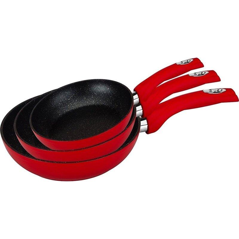 Set de 3 tigai piese Royalty Line RL-FM3F3 rosu, diametru: 20,24,28 cm