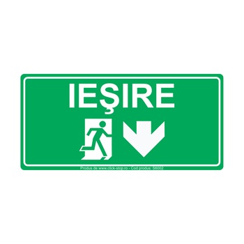 Indicator de Salvare - Iesire jos, S6002, Autocolant PVC, 100x200mm Indicator de Salvare - Iesire jos, S6002, Autocolant PVC, 100x200mm