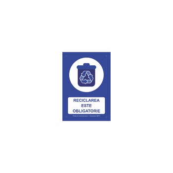 Indicator de obligativitate - Reciclarea este obligatorie, S5017, 200x300mm, Autocolant PVC Indicator de obligativitate - Reciclarea este obligatorie, S5017, 200x300mm, Autocolant PVC