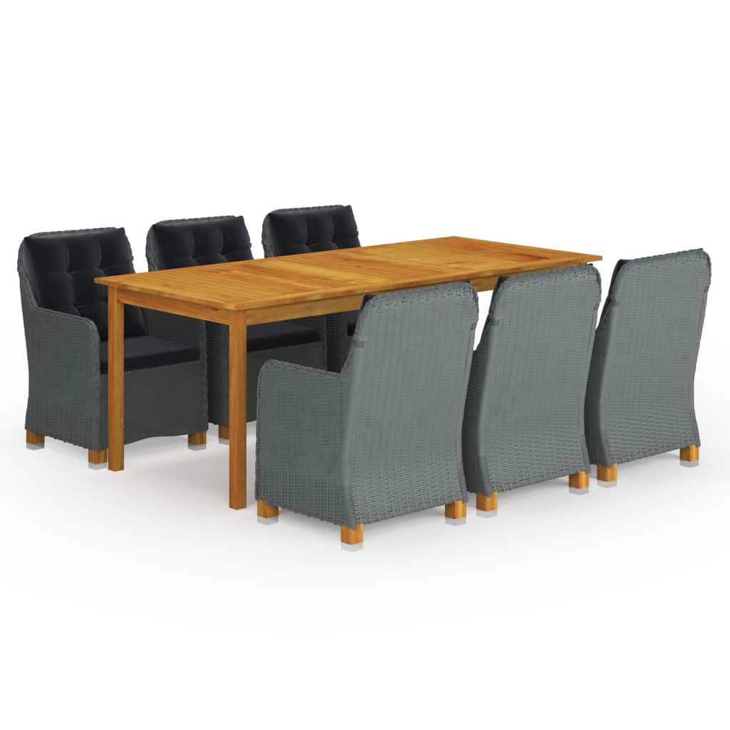 Set mobilier de gradina din 9 piese cu perne negre vidaXL, 200 x 90 x 74 cm, Gri