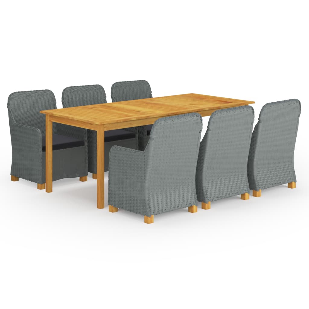 Set mobilier de gradina din 9 piese cu perne vidaXL, 200 x 90 x 74 cm, Gri