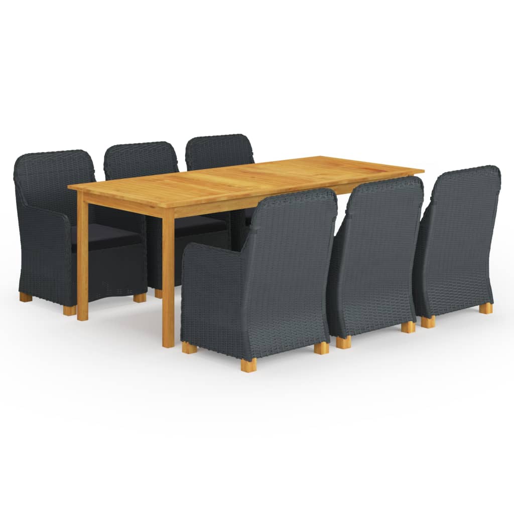 Set mobilier de gradina din 7 piese cu perne vidaXL, 200 x 90 x 74 cm, Gri