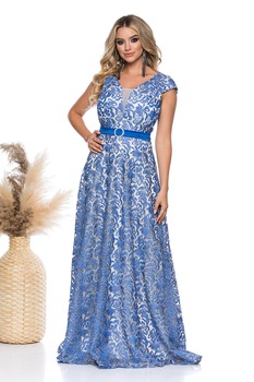 BAROCCA, Rochie cu croiala A si strat exterior de dantela, Albastru royal BAROCCA, Rochie cu croiala A si strat exterior de dantela, Albastru royal