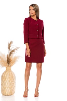 BAROCCA, Sacou cu decolteu la baza gatului si maneci 3/4, Visiniu BAROCCA, Sacou cu decolteu la baza gatului si maneci 3/4, Visiniu